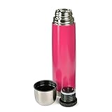 GRÄWE Thermoflasche, Edelstahl, 1L Vakuum-Isolierte Isolierflasche mit Drehverschluss und Trinkbecher, auslaufsicher – Pink