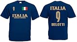Italien-Italia Belotti Herren T-Shirt EM 2020 Trikot Look Style Squadra Dunkelblau S