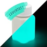 LUMENTICS Premium Leuchtfarbe GrünBlau 100g - Im Dunkeln leuchtende Farbe, Helle Nachleuchtfarbe, Selbstleuchtende Wandfarbe, UV Glühfarbe, Glow (Blau-Grün)
