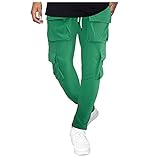 D-Rings Cargohose Herren Slim Fit Freizeithose Alltag Arbeitshose Leicht Camping Wanderhose Mehrere Taschen Tapered Hosen Lässige Sport Jogginghose Chinohose Pants L