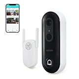 WUUK Smart Doorbell (Batteriebetrieben) Video Sicherheit Wireless Türklingel Kamera 2.4GHz WiFi, keine monatliche Gebühr, Bewegungsmelder, 2-Wege-Audio, einfache Selbstmontage, Alexa kompatib