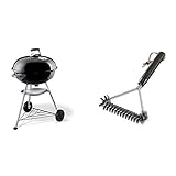 Weber 1321004 Holzkohlegrill Compact Kettle, Durchmesser 57 cm, Schwarz, Kugelgrill & 6494 Grillbürste, 30 cm, Edelstahlborsten, erg