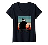 Damen FCK NZS Lustige Katze | Gegen Rassismus Faschismus Fck Nzs T-Shirt mit V