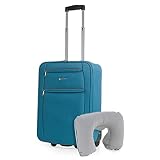ITACA - Trolley Kabinenkoffer, 50X40X20 Eva Polyester. Mit zervikalem Kissen 2 Räder Handgepäck. Halbstarr, widerstandsfähig und leicht. T71950B, Farbe Türk