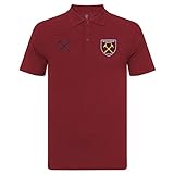 West Ham United FC - Herren Polo-Shirt mit Vereinswappen - Offizielles Merchandise - Geschenk für Fußballfans - Weinrot - 3XL