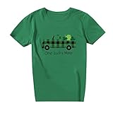 St. Patricks Day Kleeblatt T-Shirt für Frauen Auto One Lucky Mama Brief Druck Sweatshirts Rundhalsausschnitt Kurzarm Kleeblatt Grafik Tees Lustige Urlaub Grün Tops, grün, XXXXL