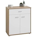 CARO-Möbel Kommode Sideboard Schrank Tommy in Sonoma Eiche/weiß, Anrichte mit 1 Schublade und 2 Tü