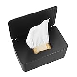 Feuchttücher-Spenderbox, Baby-Windel-Feuchttücher-Box, Feuchttücher-Box, Aufbewahrungsbox mit Deckel und Gummidichtung für Zuhause, Büro, Auto, Organizer – Schw