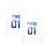 Daisy for U Pärchen Hoodie Set King Queen Pullover 1 Stücke-Queen-Weiß-Blau-M