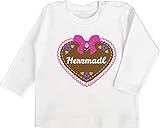 Kompatibel mit Oktoberfest Baby Outfit - Herzmadl Lebkuchenherz Rosa - 6/12 Monate - Weiß - BZ11_Baby_Shirt_Langarm - BZ11 - Baby T-Shirt Lang