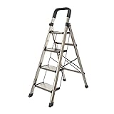 ZSM Stufenleitern 4-stufige Leiter-Klappschritthocker Steplder Mit 7'breitem Pedal- Und Sicherheitshandgriff Leichte Aluminiumleiter for Heimat Tragbarer Tritthocker (Color : Gold)