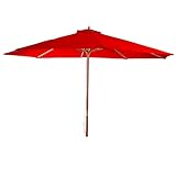 ZLLY Gartenschirm Terrassenschirm Holz-Sonnenschirm, Marktschirm Gartenschirm, 3,5m Bordeaux Terasse Regenschirm für Balkon, Garten, T