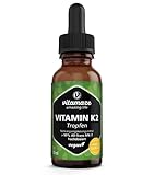 Vitamin K2 Tropfen hochdosiert & vegan 200 mcg Vitamin K2 flüssig pro Tagesdosis, 50 ml (1700 Tropfen), MK-7 Menaquinon ( 99% All-Trans-Form), ohne unnötige Zusatzstoffe, Made in Germany