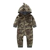 AGOUWUCHE Baby Overall Jungen Mädchen Strampler mit Kapuze Süßes Druckmuster Langarm Fleece Babykleidung Reißverschluss Onesies Oberbekleidung Herbst Winter Lässige Overalls Play