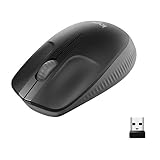 Logitech kabellose Maus M190, geschwungenes Design für beidhändige Nutzung, Batterielebensdauer von 18 Monaten + Stromsparmodus, USB-Empfänger, präzise Kontrolle dank breitem Rad und Tasten - Schw