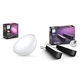 Philips Hue White & Col. Amb. LED Tischleuchte Go, dimmbar, 16 Mio. Farben, steuerbar via App, kompatibel mit Amazon Alexa (Echo, Echo Dot) + White and Color Ambiance Play Lightbar 2-er Pack, schw