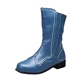 YunYoud Sonw Schuhe für Damen Winter Herbst Slip On Plateau Solide Spleiß Kurze Stiefel Stiefeletten aus Kunstleder für D