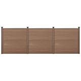 neu.holz WPC Gartenzaun mit Pfosten 183x531cm Braun Sichtschutz Windschutz Lamellenzaun Z