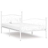 vidaXL Bettgestell mit Lattenrost Metallbett Einzelbett Bett Schlafzimmerbett Bettrahmen Ehebett Schlafzimmermöbel Weiß Metall 90x200