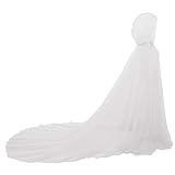 GRACEART Damen Tüll Umhang Hochzeit Mantel mit Kapuze Lange Jacke Braut Wraps Cape (Weiß)