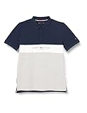 Tommy Hilfiger Jungen Colorblock Polo S/S Polohemd, Light Grey Heather, 176