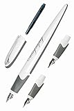 ONLINE Kalligrafie Set I Schönschreibfüller Air Weiß I Kalligrafie-Federn in 3 Strichstärken 0,8 / 1,4 / 1,8 mm I Standard Tintenpatronen oder Konverter I Geschenkset für Kalligraphie F