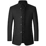 KeYIlowys Herbst Und Winter Neue Mittleren Alters Herrenjacke Woll Wollmantel Stehkragen Wollmantel LäSsige Herrenbekleidung