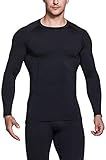 TSLA Thermale Kompressionsunterwäsche Wintergear Sport Langarm-Shirt mit Fleece-Futter für Herren, Yud54 1pack - Black, XL