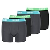 PUMA Boxershorts Jungen Kinder Unterhose Unterwäsche 4 er Pack, Farbe:376 - India Ink/Turquoise, Bekleidung:176