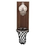 CJBIN Flaschenöffner Wandmontage, Basketball Ständer Form Magnetischer Wandflaschenöffner mit Kronkorkenauffangbehälter, Bieröffner Wand für Bar, Küche, Wohnung, Terrasse, Geschenk