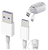 Original Huawei HL1289 5A USB 3.1 Typ C Superfast Ladekabel Datenkabel für P9/ Plus/ P10/ Plus/Mate 9/ Nova/ 2, Weiß (Großpackung, Frustfreie Verpackung)