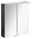 FACKELMANN LED Spiegelschrank B.PERFEKT/Badschrank mit Soft-Close-System/Maße (B x H x T): ca. 60 x 69 x 15 cm/hochwertiger Schrank mit Spiegel und Beleuchtung fürs Bad/Korpus: Schw