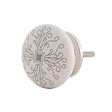 Knober Möbelknopf Keramik Weiß Art-Deco Landhausstil Shabby-Chic Kommodenknopf Kommodengriff (Decor07)