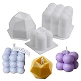 EPODA Kerzenform, Silikonform Kerze Bubble 3D DIY Silikon Kerzenwachs Formen zum Gießen, Bubblie Candle, 3D Cube Kerzen Formen, Diamant Kerzenform - 3PCS