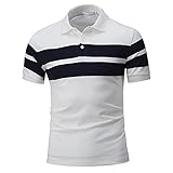 Poloshirt Herren Sommer Basic Slim Fit Knopfleiste Herren Shirt Atmungsaktiv Gestreift Farbkontrast Kurzarm Herren T-Shirt Komfortabel Moderner Herren F