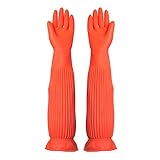 XMYINGWEI Spülhandschuhe 45/56. cm wasserdichte Haushaltshandschuhe Geschirrspülmaschine Handschuhe Wasserstaub Haltestelle Lange Gummihandschuhe Hausarbeit Küchenwerkzeuge (Color : 45CM, Size : L)