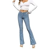 WanWorlder Damenjeans Medium Waist Bootcut Jeans Hose Schlagjeans in Stretch Slim Fit Passform Damen Jeans Hose Stretch Lose Straight Leg Denim Jeanshosen Hohe Taille Hosen Streetw