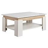 KADIMA DESIGN Couchtisch 86,5x58,5 cm Wohnzimmertisch Weiß Sofatisch mit Ablage T