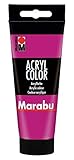 Marabu 12010050014 - Acryl Color magenta 100 ml, cremige Acrylfarbe auf Wasserbasis, schnell trocknend, lichtecht, wasserfest, zum Auftragen mit Pinsel und Schwamm auf Leinwand, Papier und H