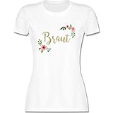 JGA Junggesellenabschied Frauen - Braut Blumen - XL - Weiß - Braut Tshirts - L191 - Tailliertes Tshirt für Damen und Frauen T-S