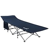 skandika Viia Campingliege | Bequemes Klappbett, stabile Konstruktion, bis 200 kg, große Liegefläche, 208 x 75 cm, faltbar, Seitentasche | Campingbett für Camping, Zelten, Festival, Z