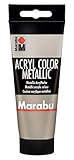 Marabu 12010050748 - Acryl Color metallic taupe 100 ml, cremige Acrylfarbe auf Wasserbasis, schnell trocknend, lichtecht, wasserfest, zum Auftragen mit Pinsel und Schwamm auf Leinwand, Papier und H