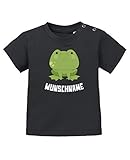 Comedy Shirts - Clipart Frosch - Wunschname - Baby T-Shirt - Schwarz/Weiss Gr. 92/98