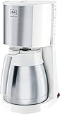 Melitta Enjoy Top Therm 1017-07, Filterkaffeemaschine mit Thermkanne, AromaSelector, Weiß Filter-Kaffeemaschine, Edelstahl, 1.2