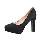 Elara Damen Pumps High Heels Vintage Abendschuh Chunkyrayan ZZ22360 Black-38