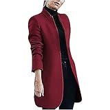 Vmiozizc Cardigan for Women Solid Color Long Wool Coat Fashion Lapel Warm Trench Jacket Long Sleeve Overcoat Outerwear-3X-Large,W