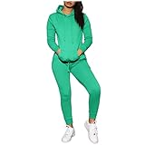 AFFGEQA Damen Trainingsanzug Pullover Anzug Einfarbig Mittellanger Hosenanzug Micro Velours Freizeitanzug Zweiteiliger Schlafanzug Jogginganzug Kordelzug 2-Teilig