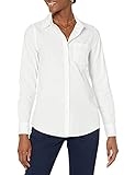 Amazon Essentials Damen Classic-fit Long-sleeve Oxford Shirt Hemd, Weiß (Weiß (White Whi)), L
