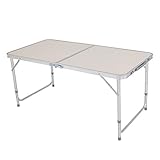 Aluminium-Legierung Klappbarer Multifunktionstisch Campingtisch Klapptisch Markttisch höhenverstellbarer Tapeziertisch Beistelltisch, 120 x 60 x 70cm, Weiß