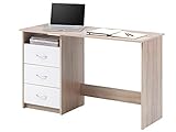 möbelando Schreibtisch Computertisch Arbeitstisch Bürotisch Laptoptisch Büromöbel Mack I Sonoma-Eiche/Weiß